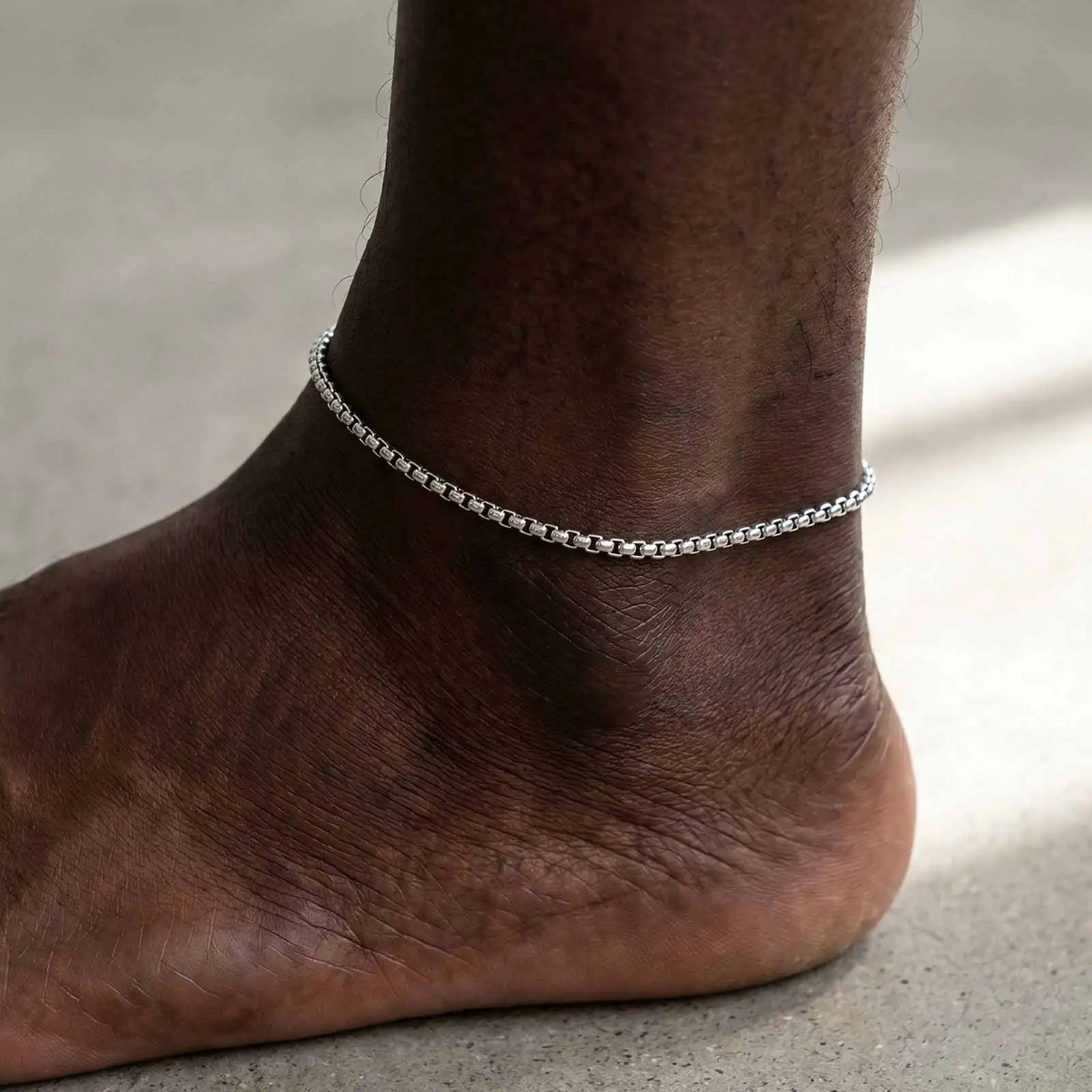 Vnox Stainless Steel Box Chain Link Anklet for Men Women, Gold Silver Color Adjustable Chain Anklet Bracelet, Men’s Jewelry Gift